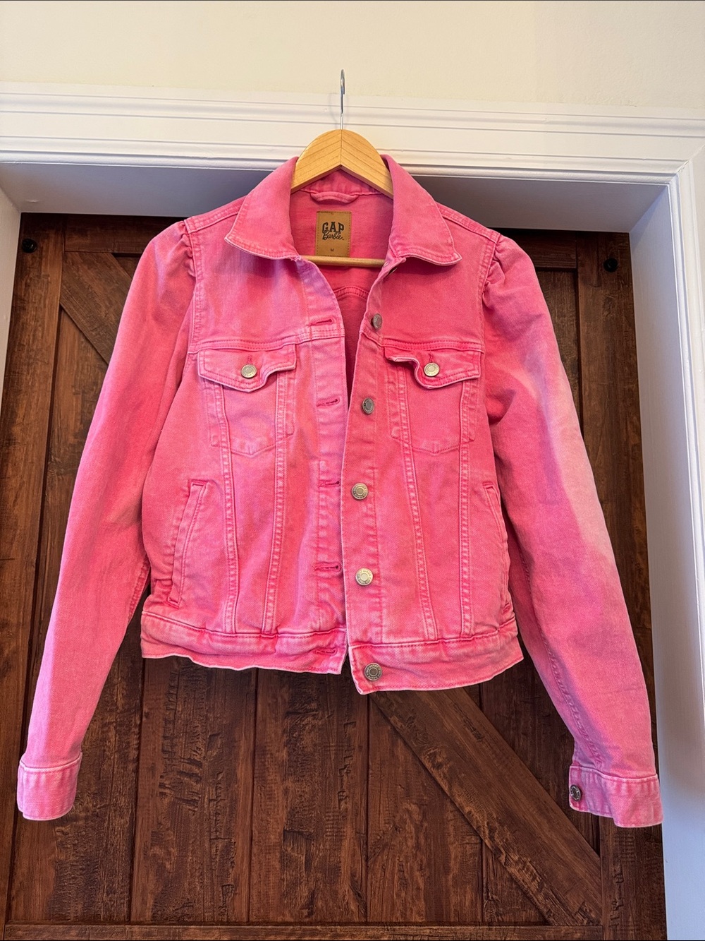 GAP Pink Denim Jacket with Button Front